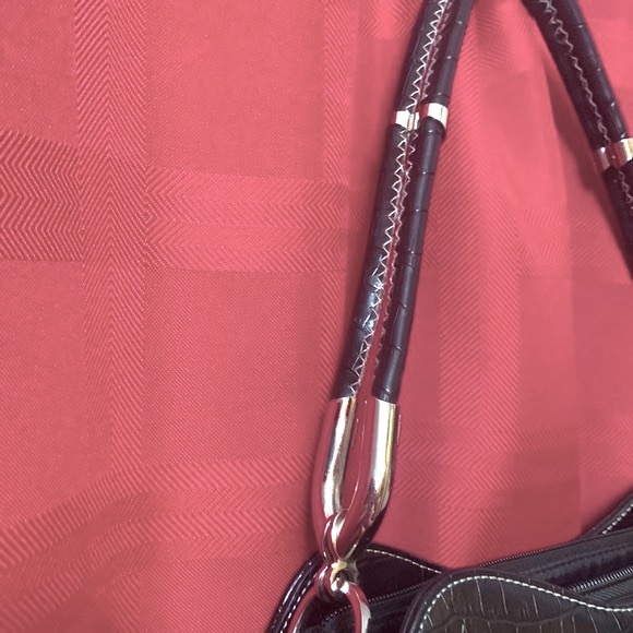 Pagoda Midland Black Croc Pattern Bag — Silver Metal Accents - Picture 6 of 7